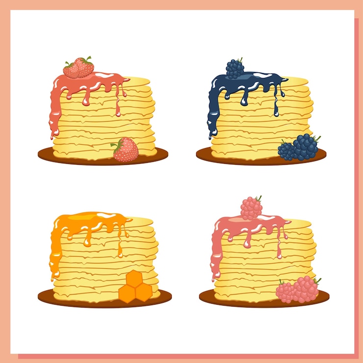 Vector pancakes illustration on a white background plate with pancakes