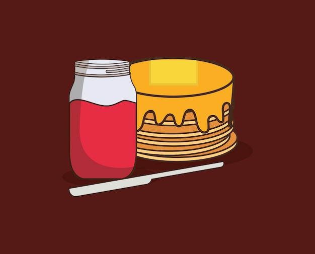 pancakes and jam bottle 