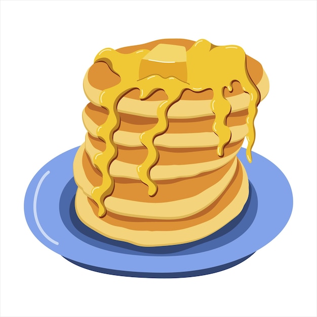 Pancakes on a plate vector illustration on a white background