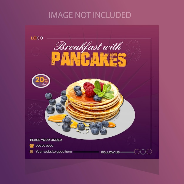 Progettazione di post sui social media di pancakes