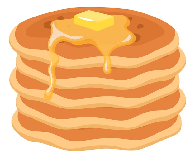 Vector pancakes stapel lekker ontbijt maaltijd cartoon icoon