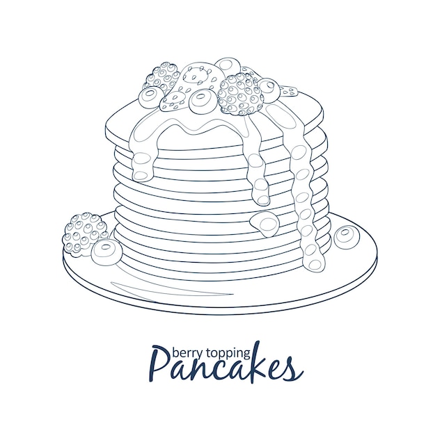 Pancakes with berries and honey icon