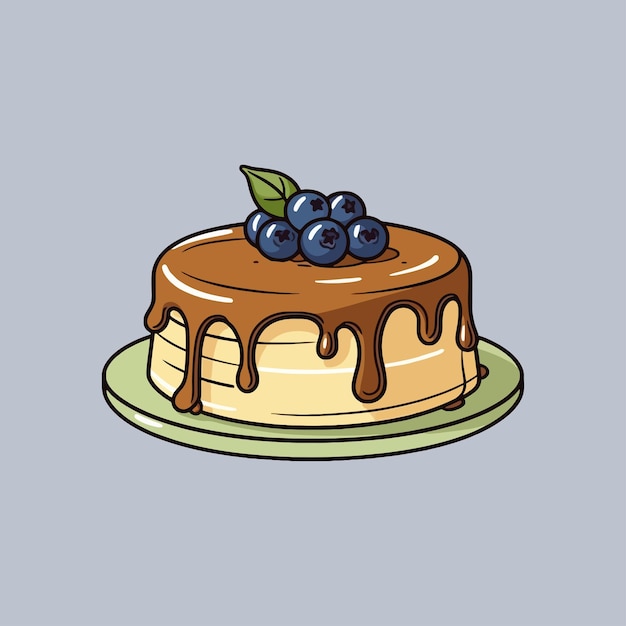 Pancakes with blueberries Simple flat vector illustration