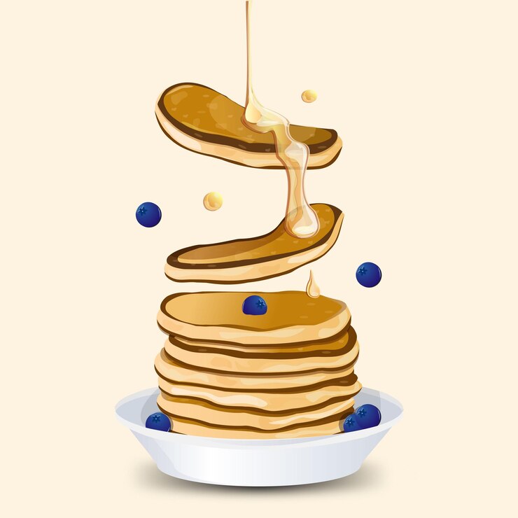 Vector pancakes with honey