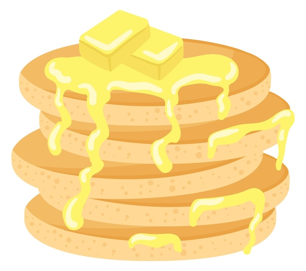 Pancakes with white chocolate Homemade food cartoon icon