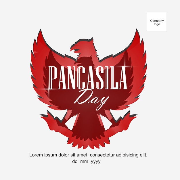 Pancasila day greetings in the eagle symbol on a white background