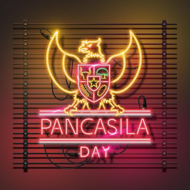 Pancasila day neon logo design