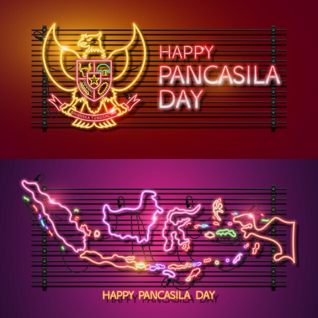 Pancasila day neon logo design