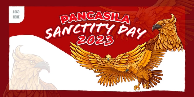 Vector pancasila heiligheidsdag met een illustratie van een vliegende garuda