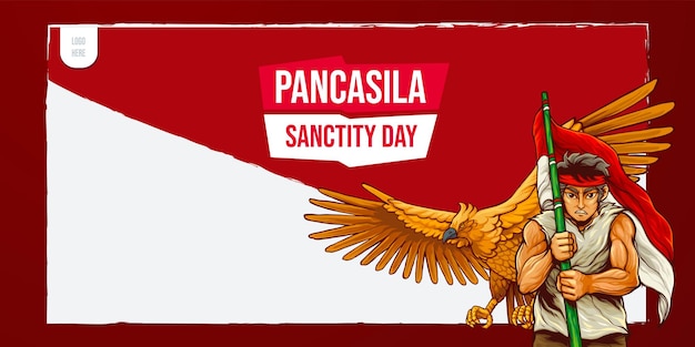 Vector pancasila sanctity day with illustrations of garuda and heroes