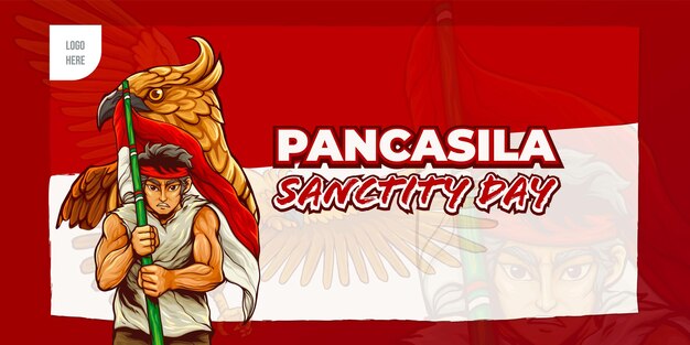 Vector pancasila sanctity day with indonesian heroes and garuda