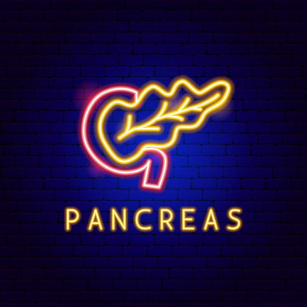 Vector pancreas neon label