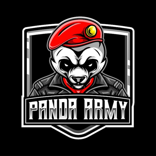 panda army esport logo character icon