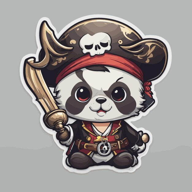 Vector panda as pirate cartoon vector