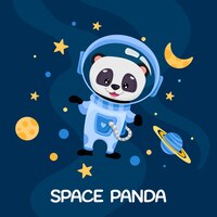 Вектор Панда-астронавт в скафандре для дня рождения, флаер для детей, печать текстуры и детский душ