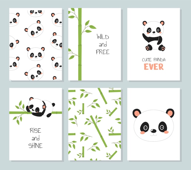 Vector panda banner set