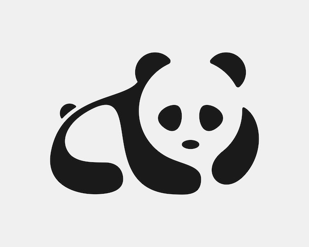 Panda bear animal portrait silhouette spazio negativo semplice personaggio mascotte vector logo design