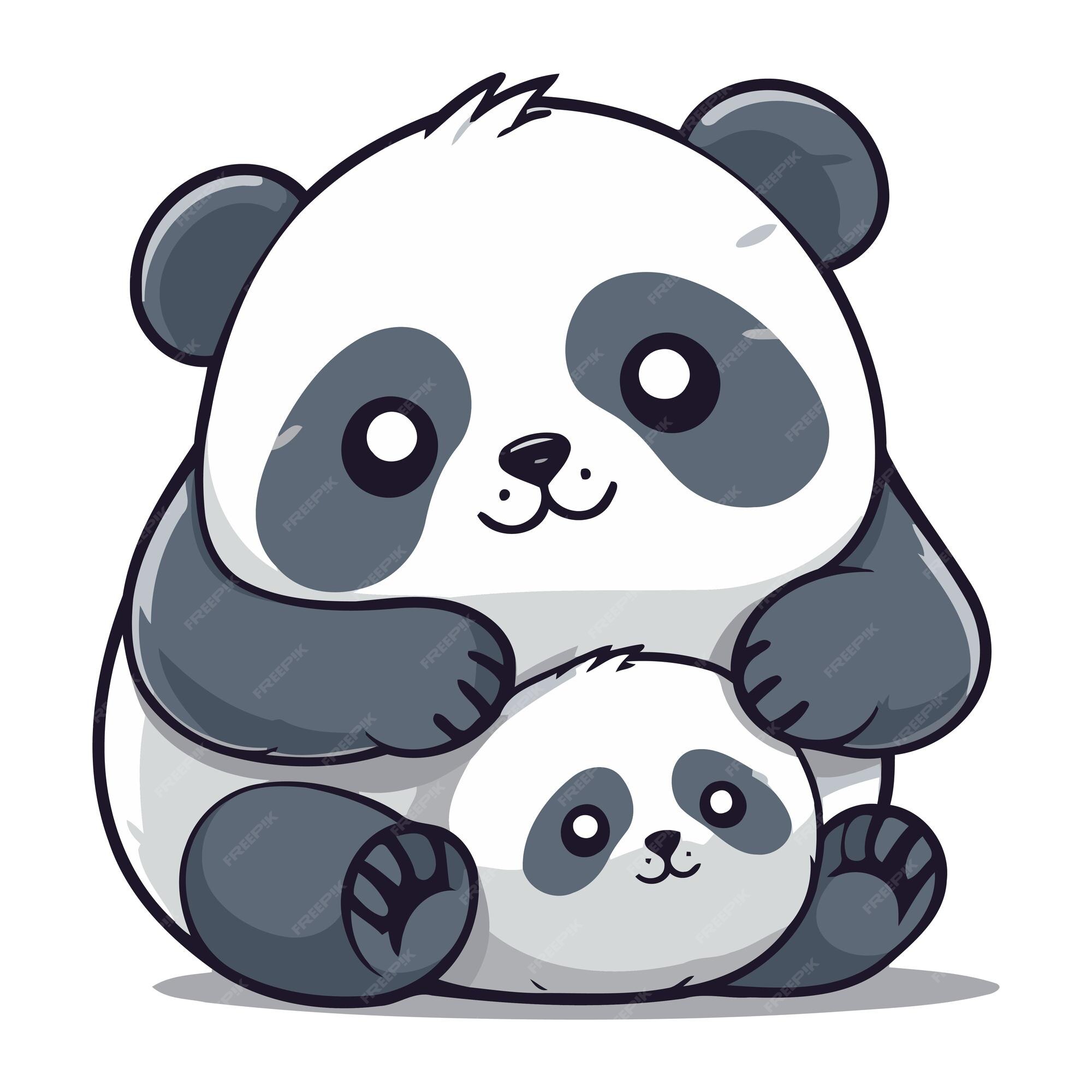 Premium Vector | Panda bear and baby panda on white background vector
