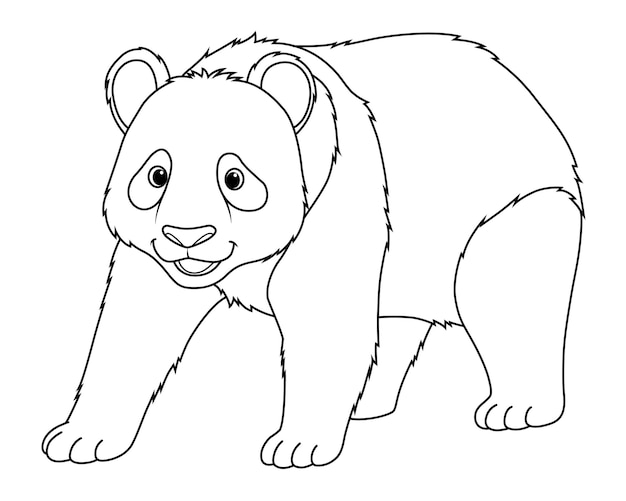 Panda bear cartoon animal illustration bw