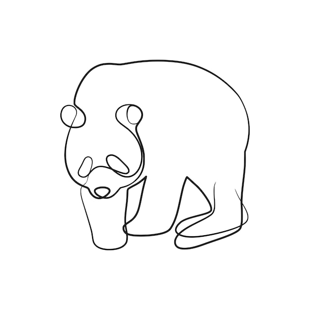 Disegno artistico a linea continua dell'orso panda