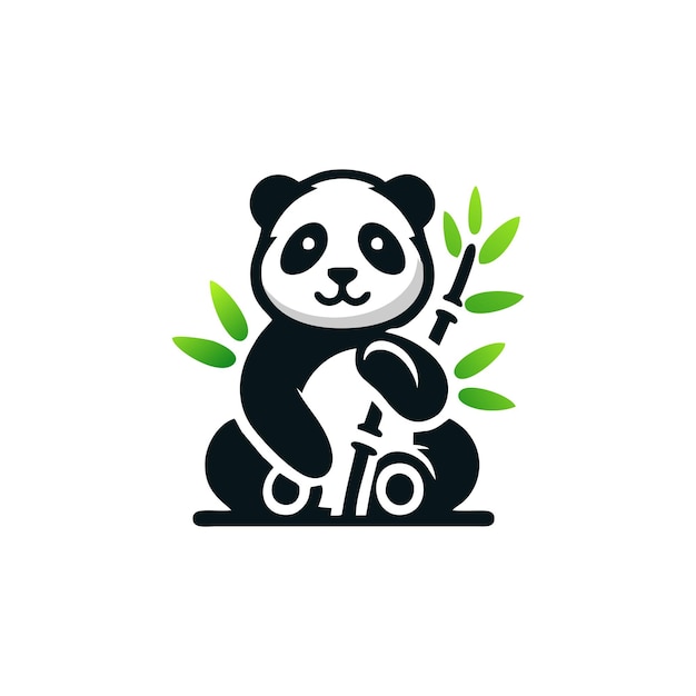 Panda bear silhouette Logo concept ready to use