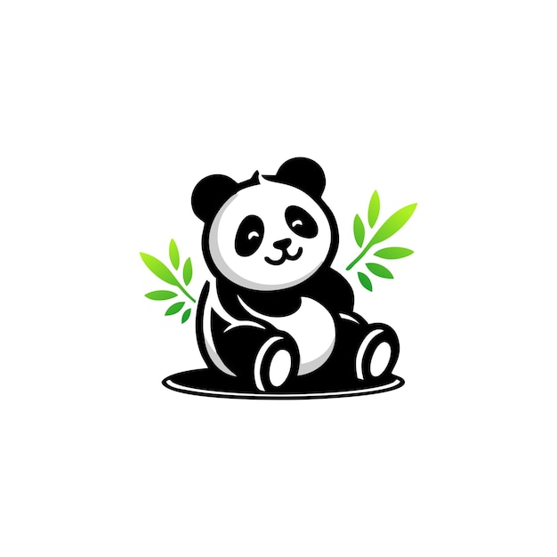 パンダ熊のシルエット ロゴのコンセプトは使用準備が整っています
