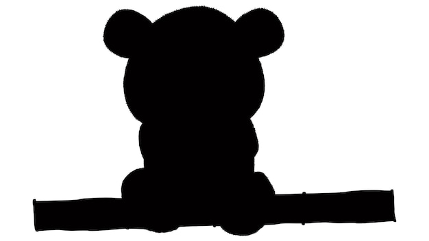 Panda bear silhouette sits on bamboo trunk isolated on white background Clipart design element