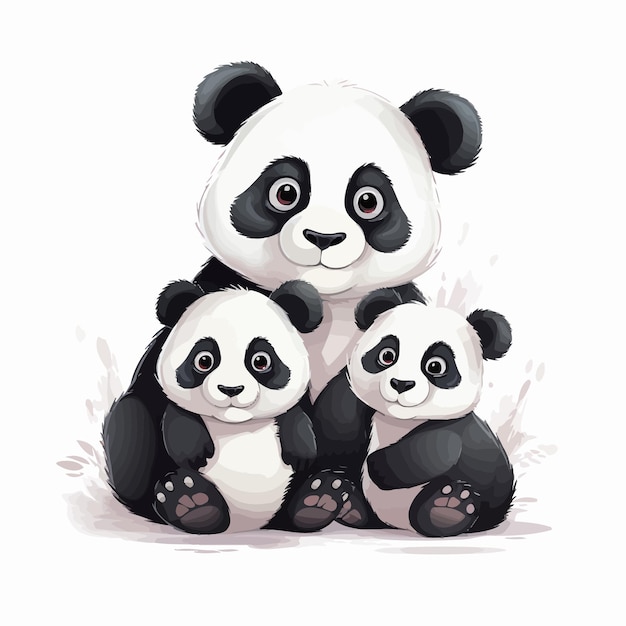 Vector panda bear with bamboo