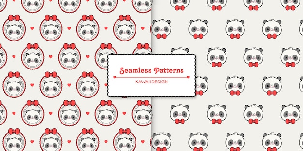 Panda beren naadloze patronen set premium vector