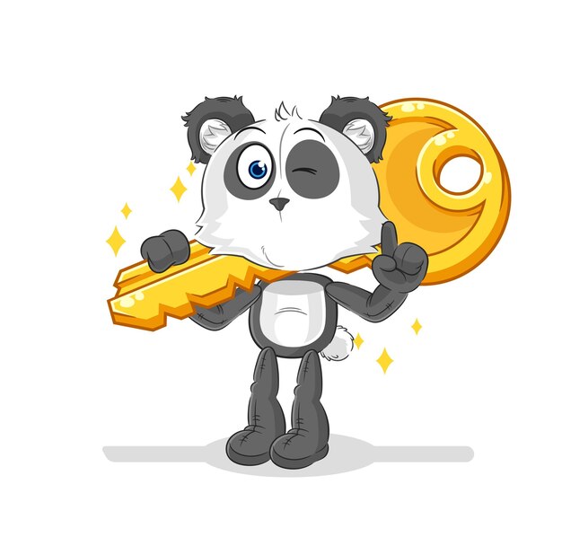 Panda carry the key mascot cartoon vector