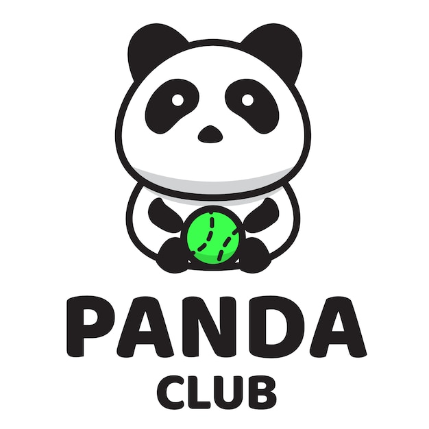 Panda club schattig logo sjabloon