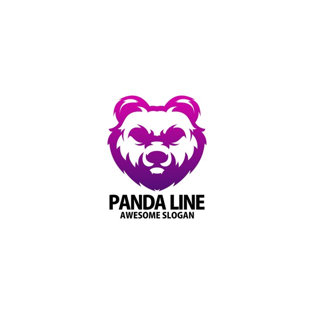 Panda color logo design gradient line art