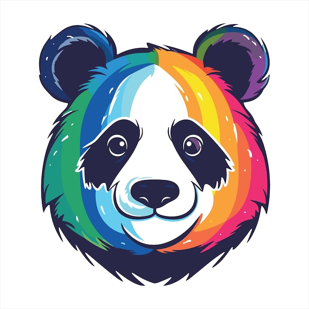 Panda Colorful Watercolor Stained Glass Cartoon Kawaii Clipart Animal Pet Illustration