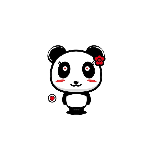 Panda simpatico cartone animato design illustrazione mascotte cartoon