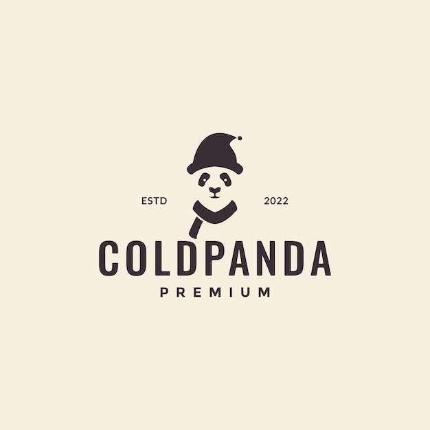 Panda cute cold with scarf logo design