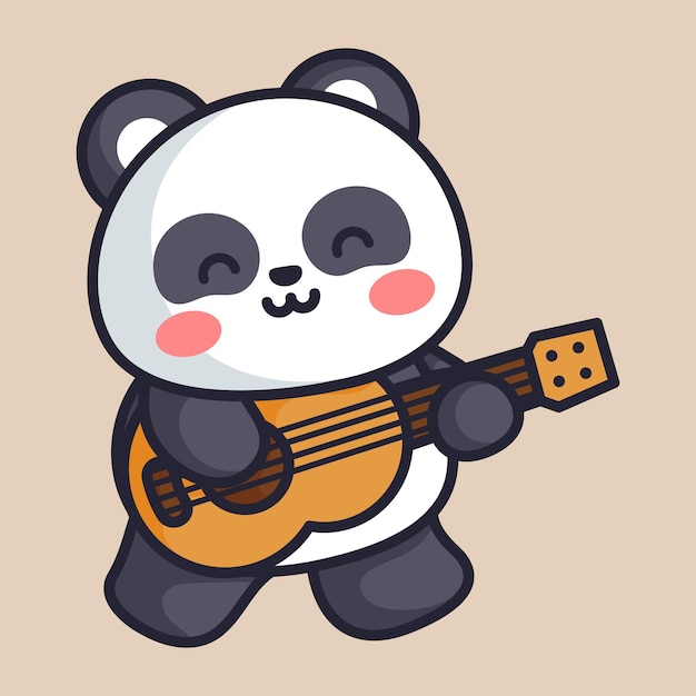 Panda cute playing guitar