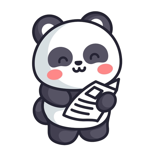 Panda cute read a news