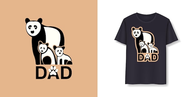 Vector panda dad concept t-shirtontwerp