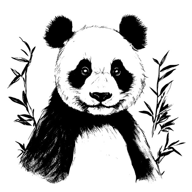 Vector panda dierlijke vectorillustratie voor ontwerp schets tattoo ontwerp op witte achtergrond