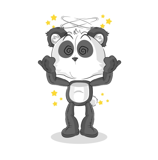 Panda dizzy head mascot cartoon vector