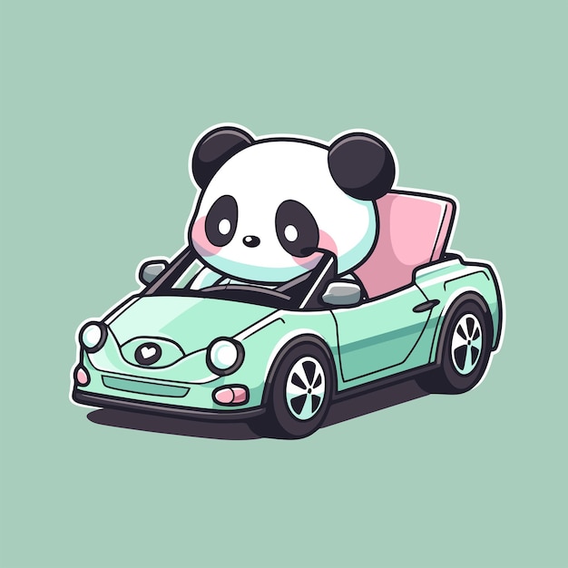 Vettore panda che guida un'illustrazione dell'automobile