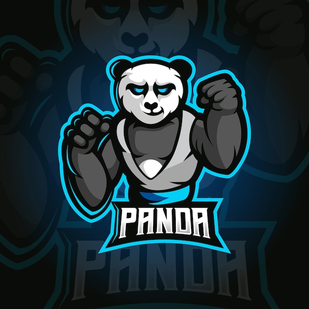 Вектор Иллюстрация дизайна логотипа талисмана panda e-sport