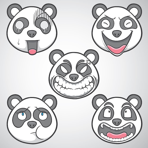 Vector panda emoticons illustration