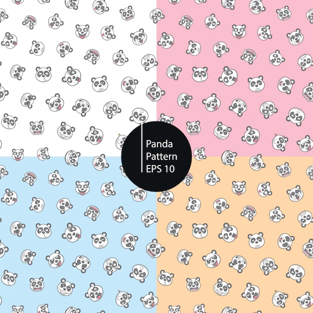 Panda emoticons seamless pattern