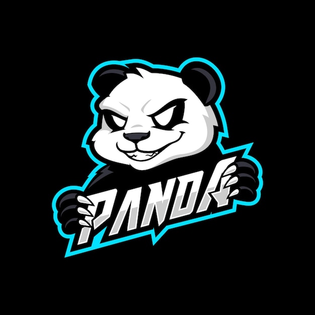 Логотип panda esport games, шаблон логотипа мультфильма талисмана