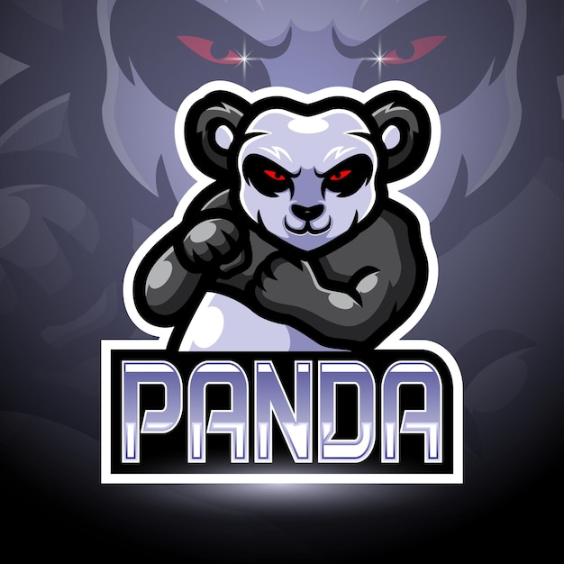 Design della mascotte logo panda esport