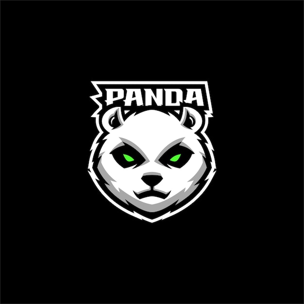 Vettore logo del design della mascotte panda esport