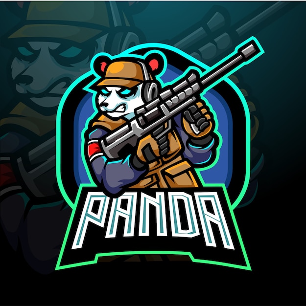 Panda esport mascotte logo design
