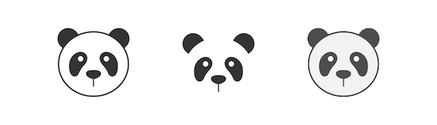 Panda face icon on light background Logo symbol China's bear cute head of panda happy animal bamboo Outline flat and colored style Flat design Vector illustration