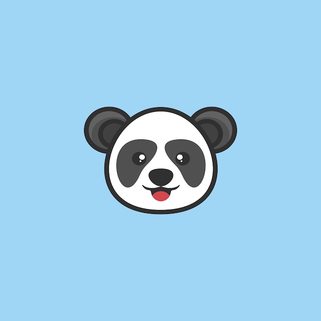 A panda face with a blue background.